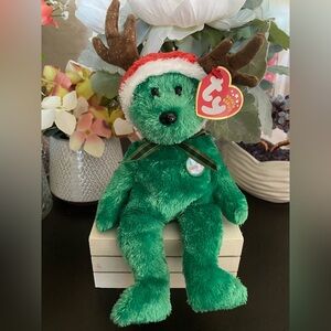 🆕🎄 RETIRED RARE TY BEANIE BABY BEAR “2002 HOLIDAY TEDDY”. MWMT!